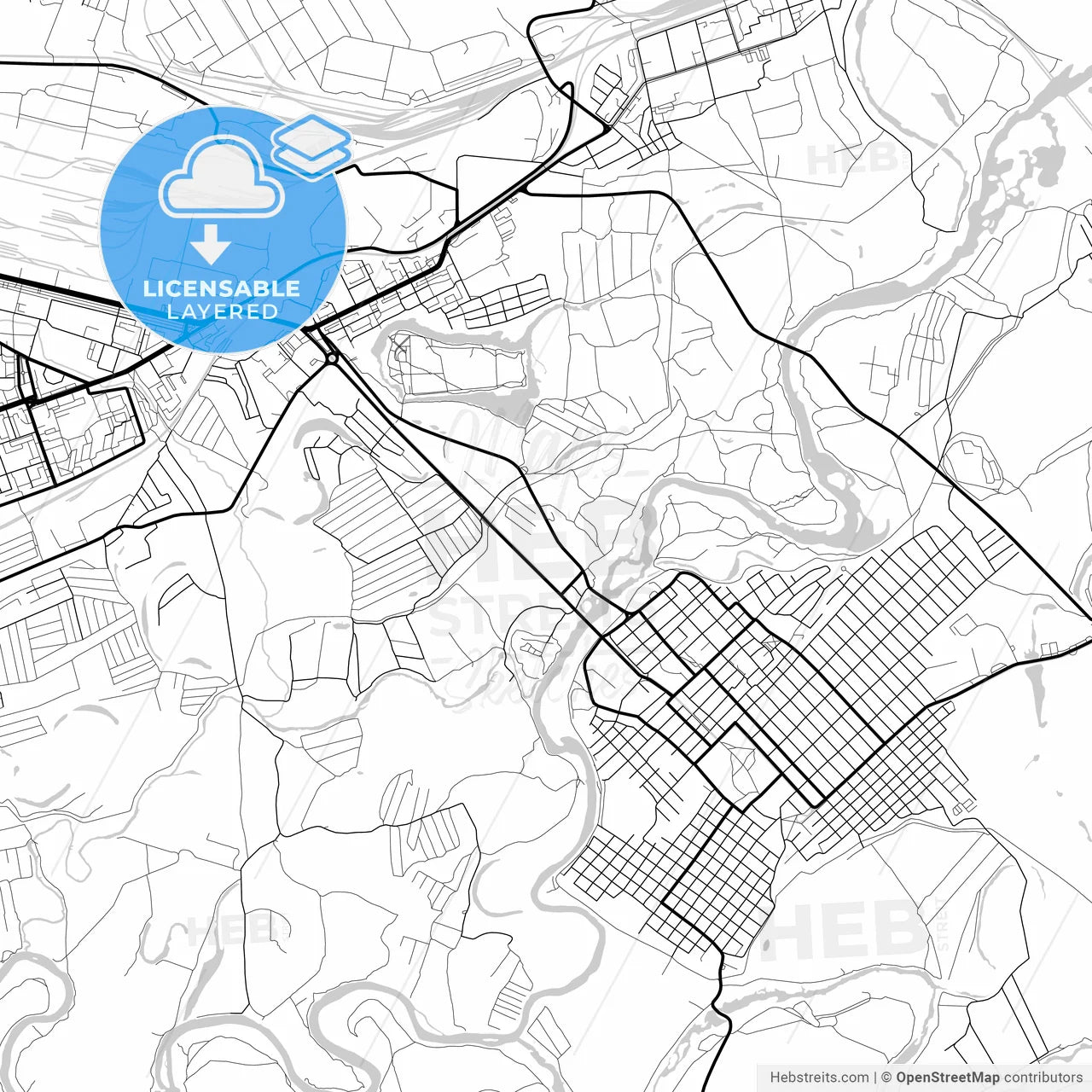 Layered PDF map of Orsk, Orenburg Oblast, Russia