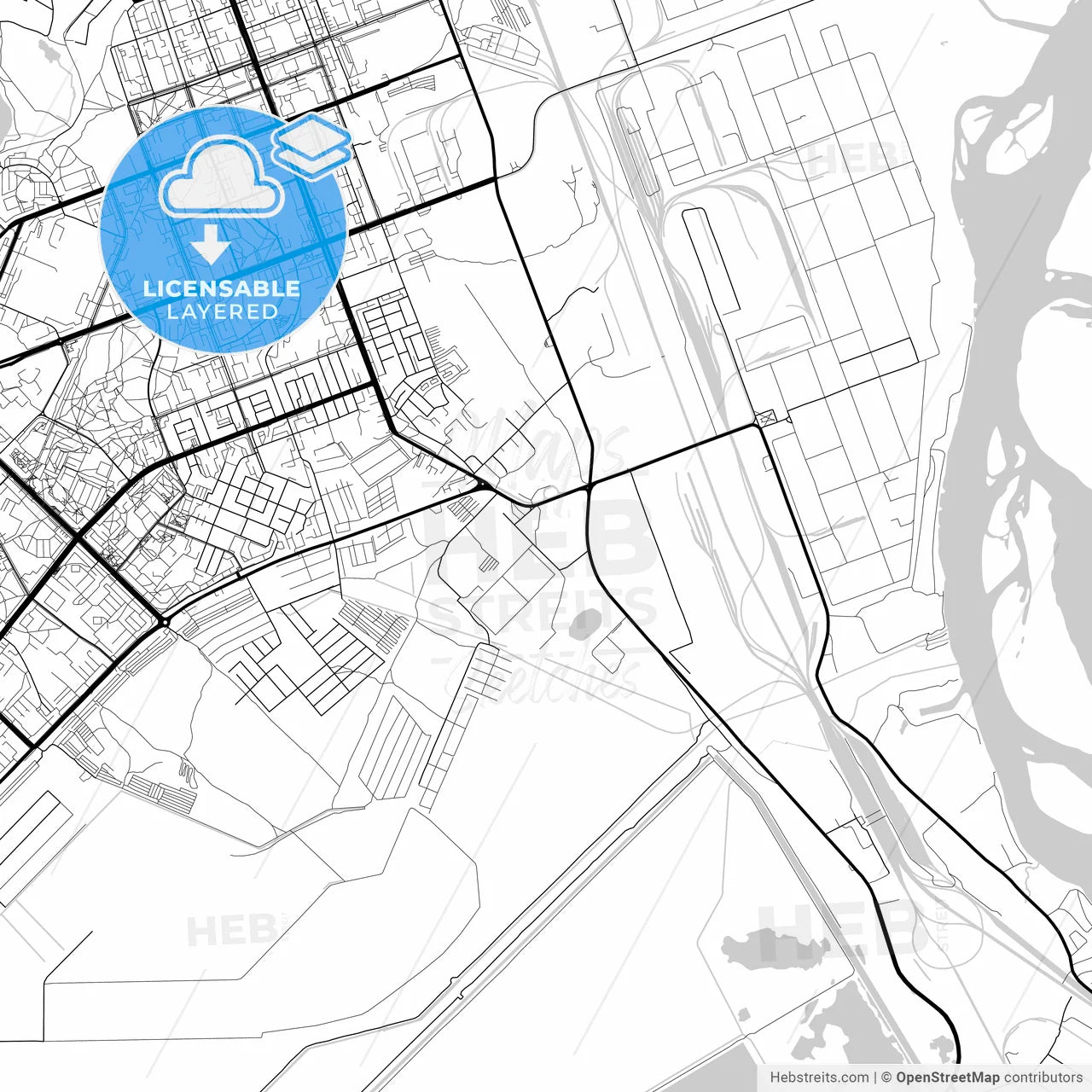 Layered PDF map of Angarsk, Irkutsk Oblast, Russia