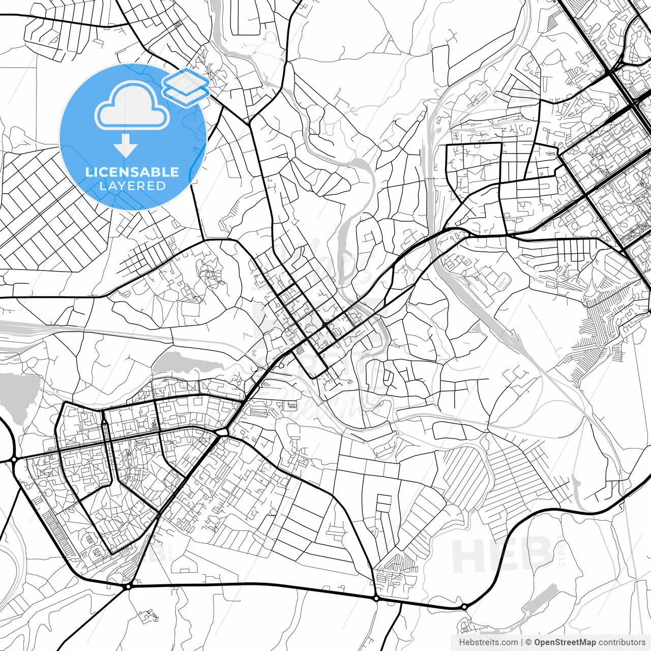 Layered PDF map of Stary Oskol, Belgorod Oblast, Russia
