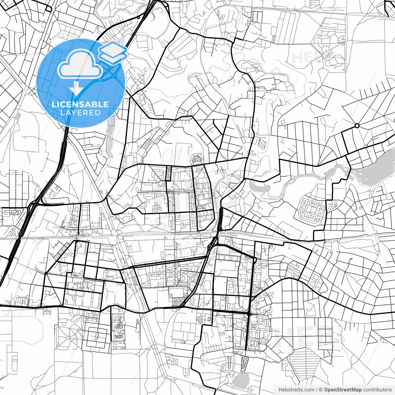 Layered PDF map of Korolyov, Moscow Oblast, Russia