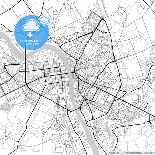 Layered PDF map of Pskov, Pskov Oblast, Russia