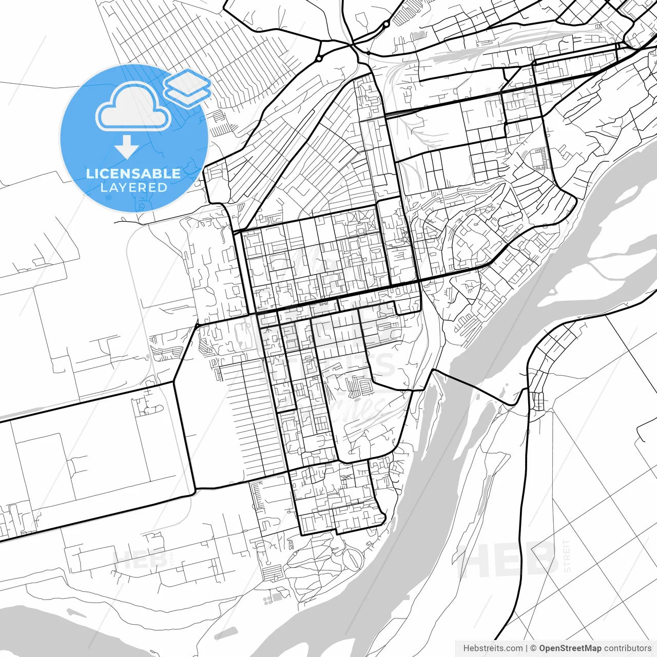 Layered PDF map of Biysk, Altai Krai, Russia