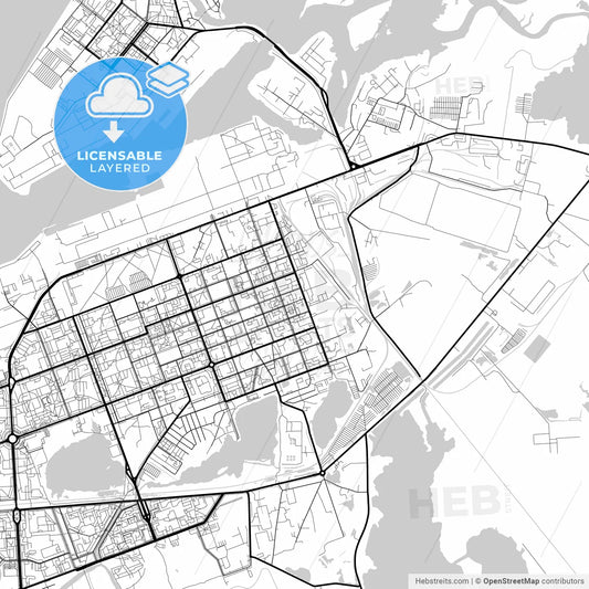 Layered PDF map of Severodvinsk, Arkhangelsk Oblast, Russia