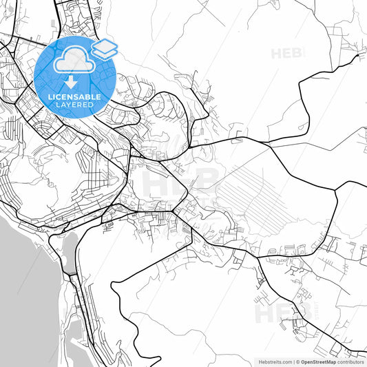 Layered PDF map of Petropavlovsk-Kamchatsky, Kamchatka Krai, Russia