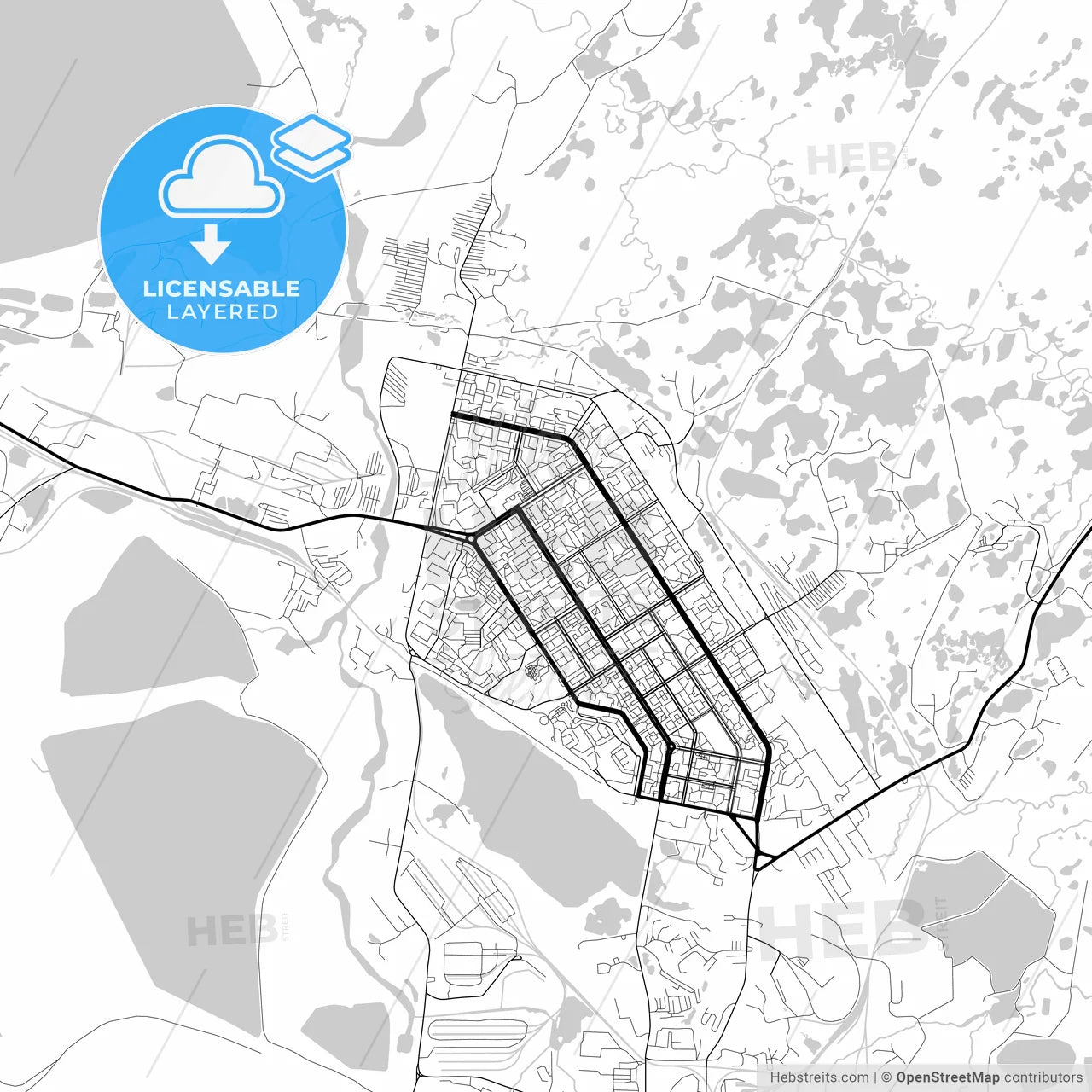 Layered PDF map of Norilsk, Krasnoyarsk Krai, Russia