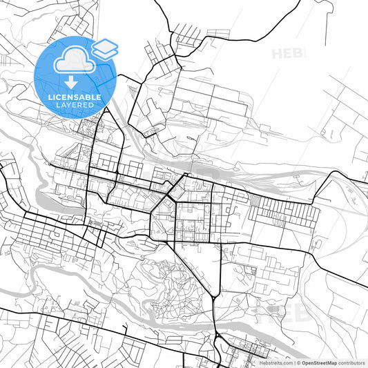 Layered PDF map of Kamensk-Uralsky, Sverdlovsk Oblast, Russia