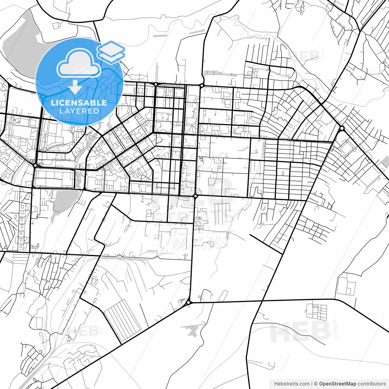 Layered PDF map of Almetyevsk, Republic of Tatarstan, Russia