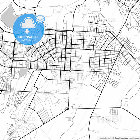 Layered PDF map of Almetyevsk, Republic of Tatarstan, Russia
