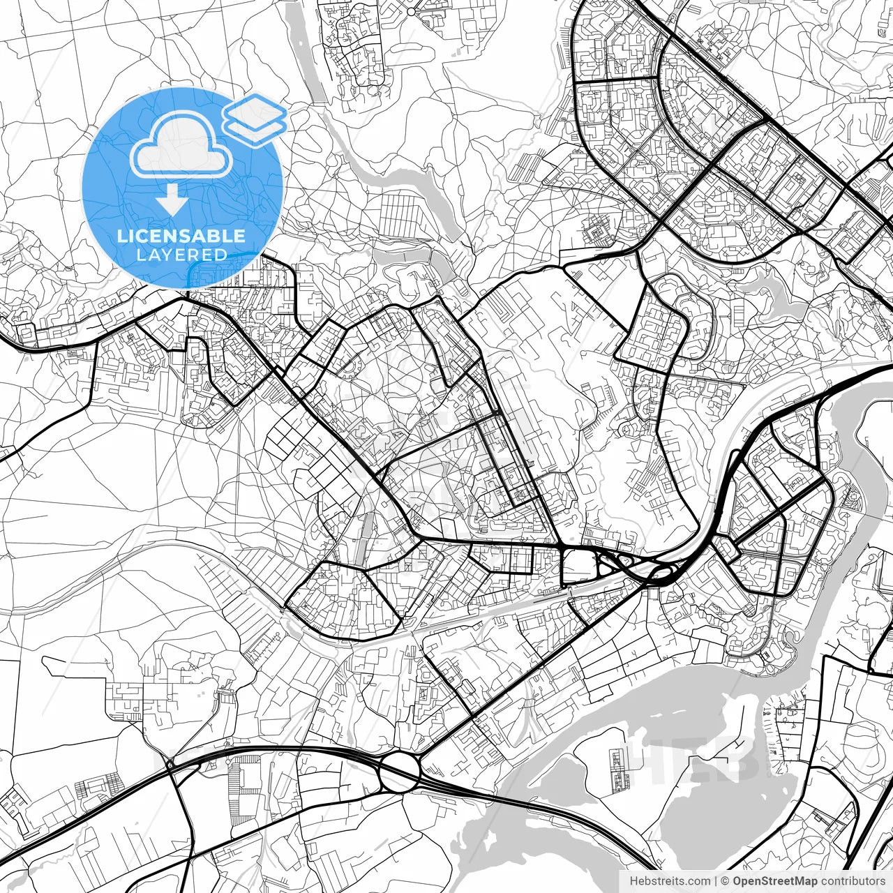 Layered PDF map of Krasnogorsk, Moscow Oblast, Russia