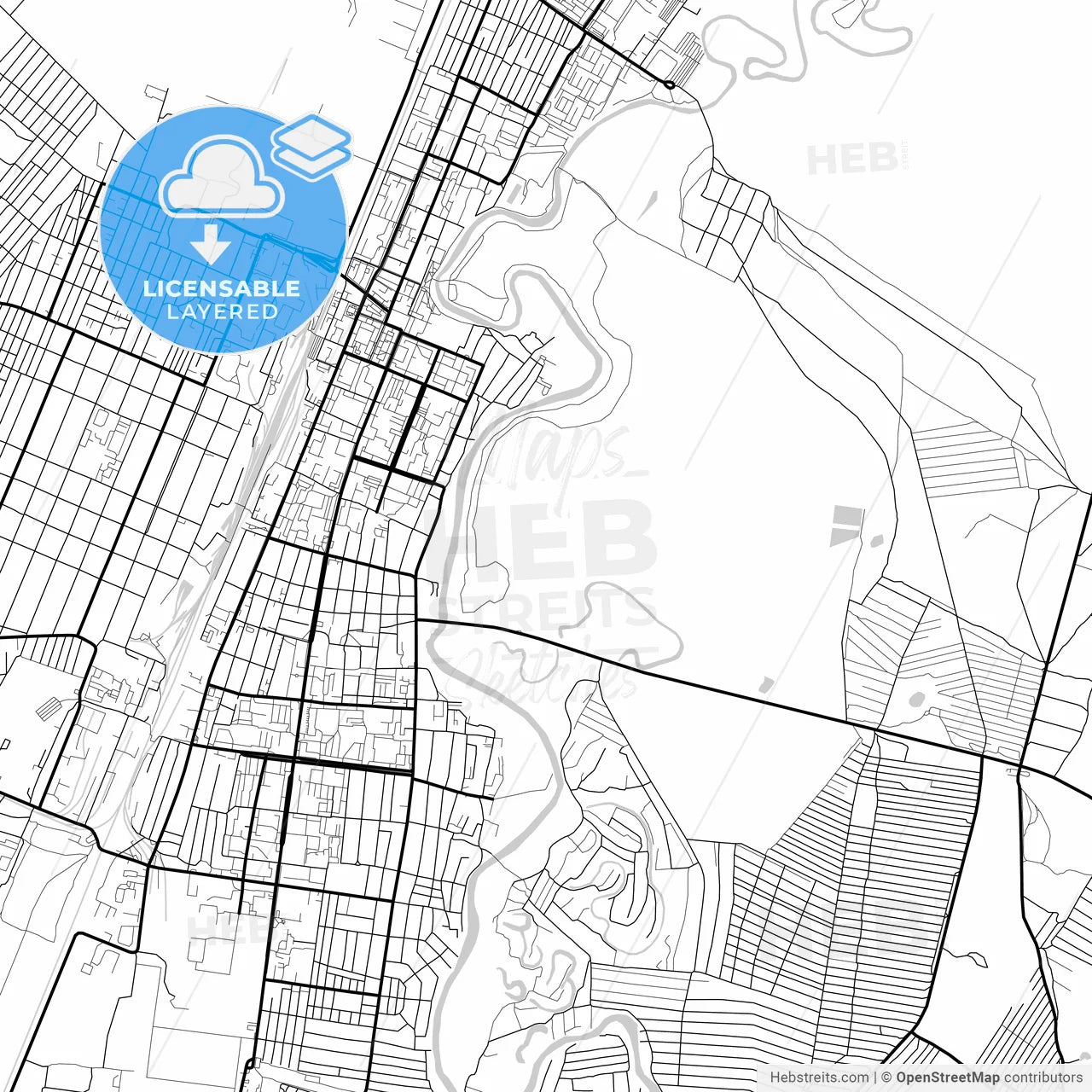 Layered PDF map of Rubtsovsk, Altai Krai, Russia