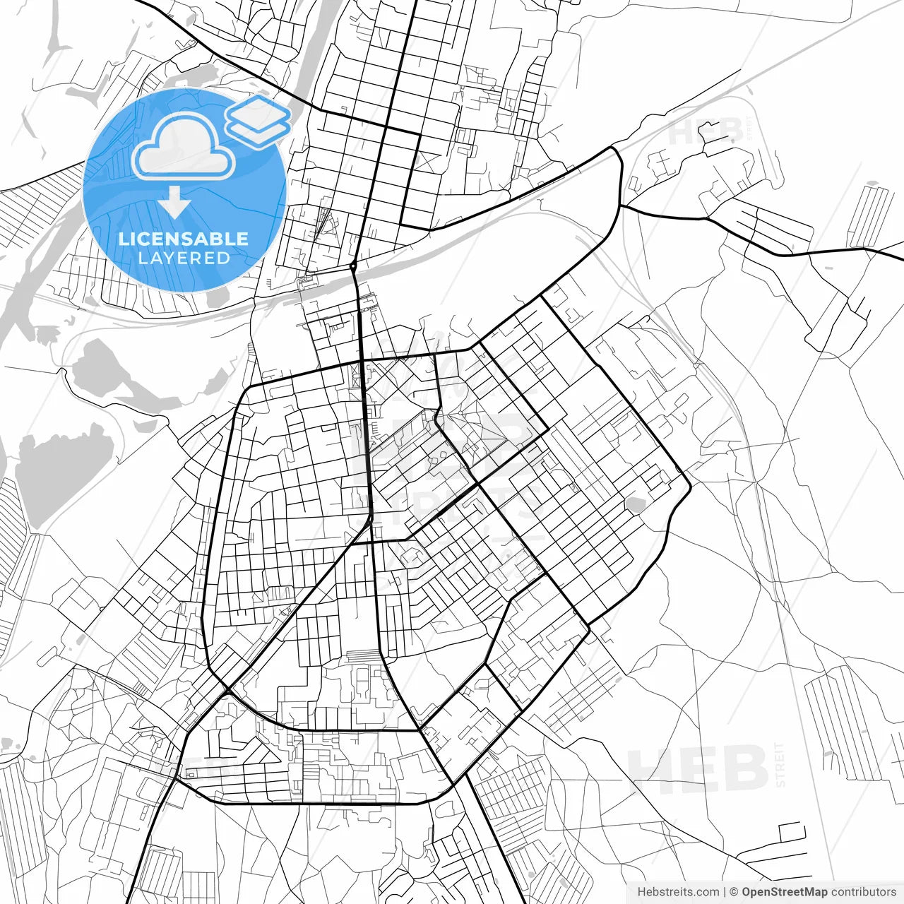 Layered PDF map of Kovrov, Vladimir Oblast, Russia
