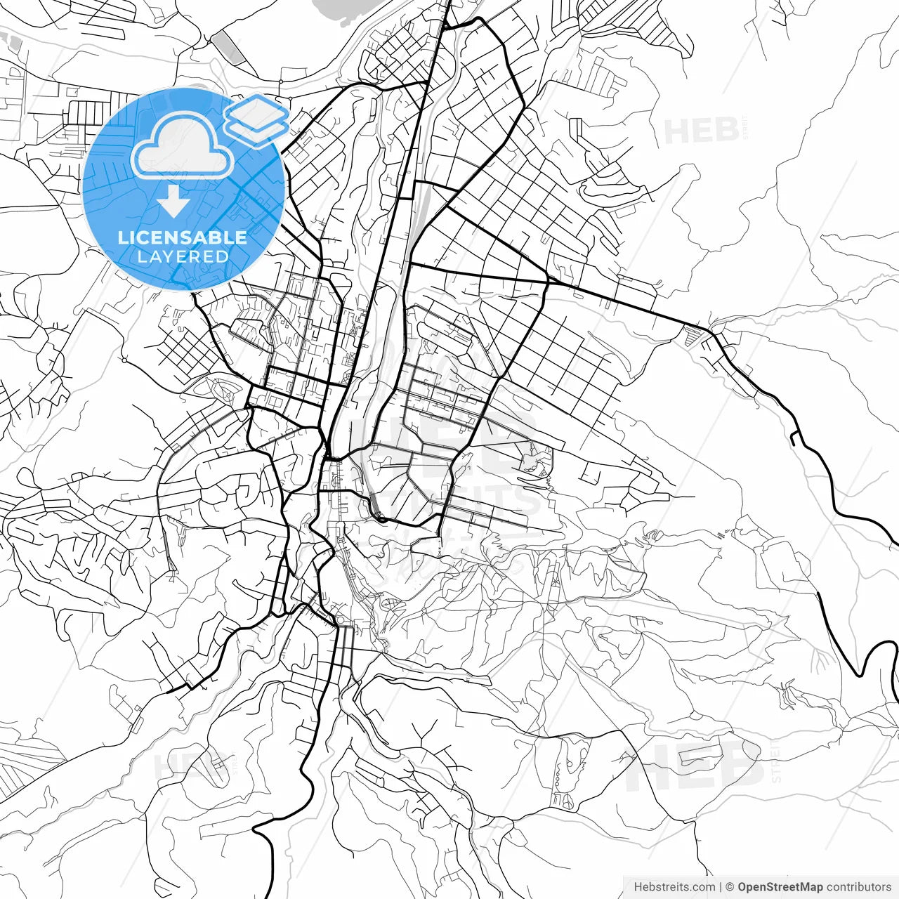 Layered PDF map of Kislovodsk, Stavropol Krai, Russia