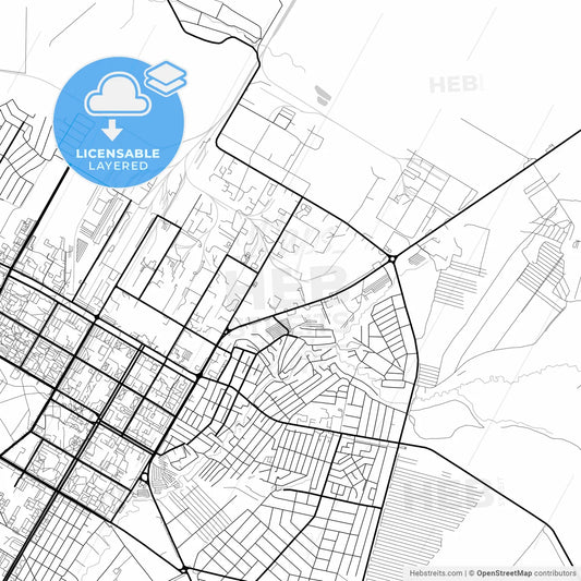 Layered PDF map of Neftekamsk, Republic of Bashkortostan, Russia
