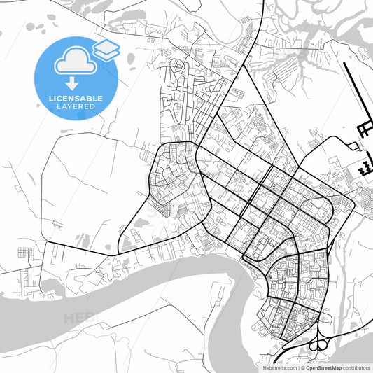 Layered PDF map of Nefteyugansk, Khanty-Mansi Autonomous Okrug-Yugra, Russia