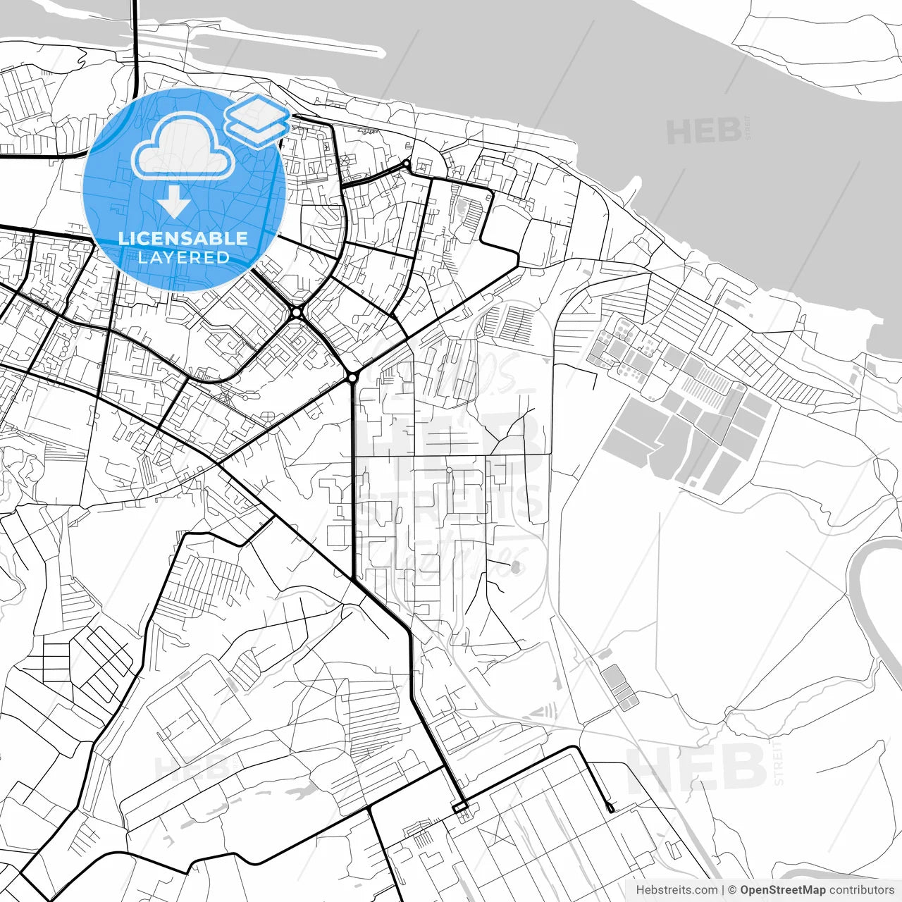Layered PDF map of Novocheboksarsk, Chuvash Republic, Russia