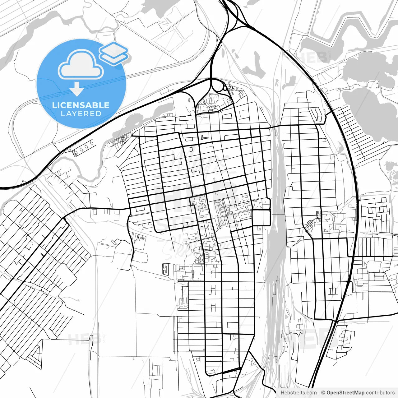 Layered PDF map of Bataysk, Rostov Oblast, Russia