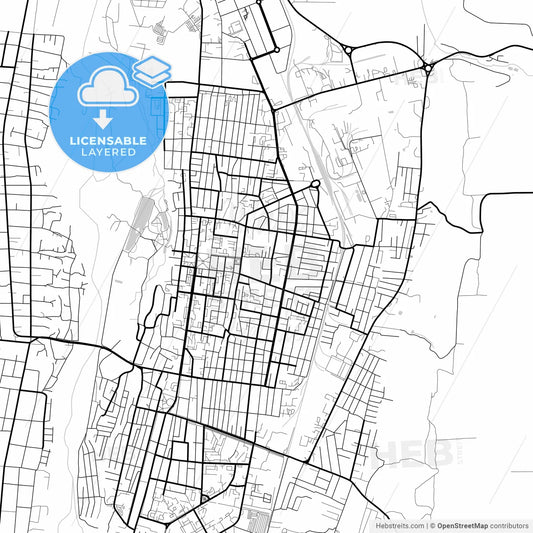 Layered PDF map of Cherkessk, Karachay-Cherkess Republic, Russia