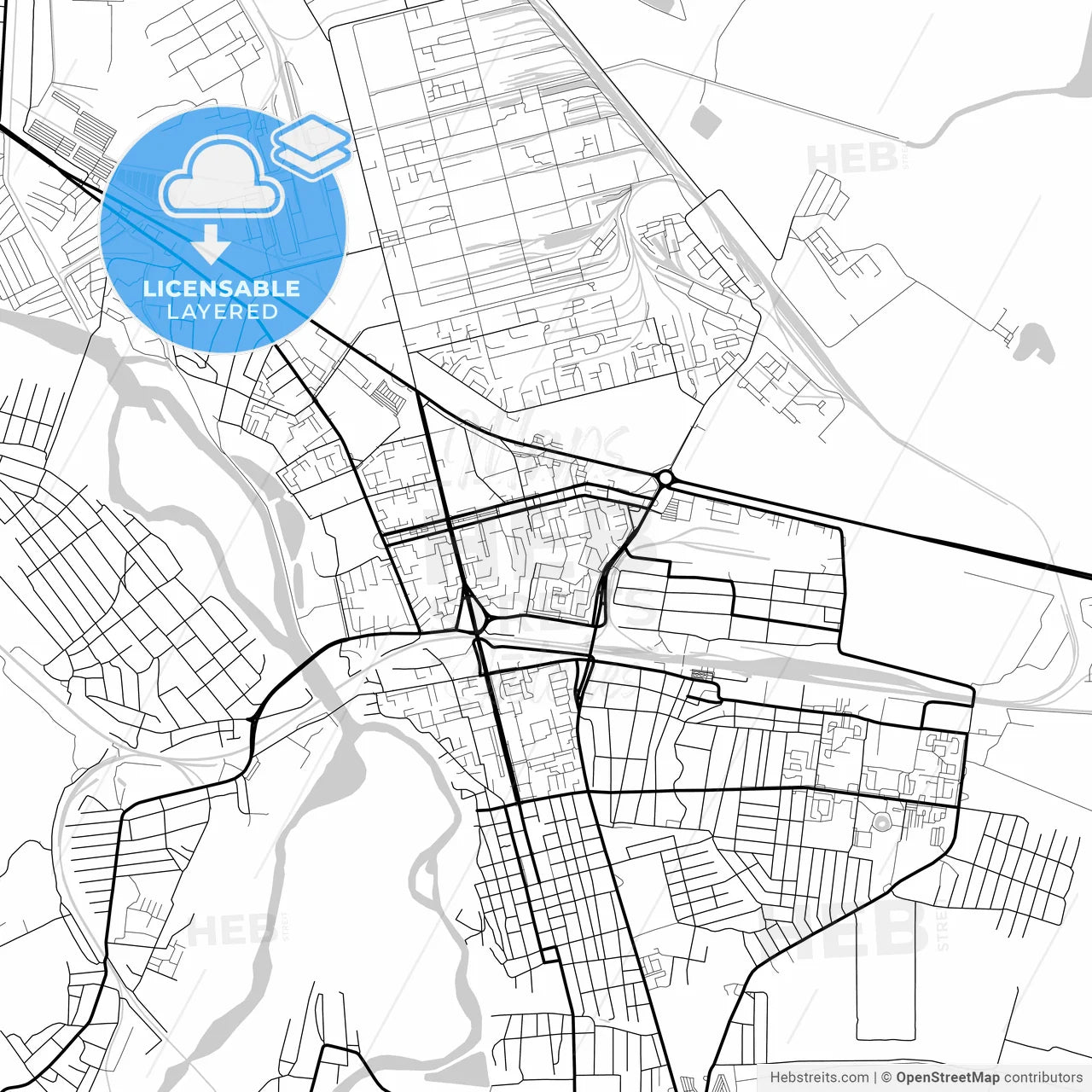 Layered PDF map of Nevinnomyssk, Stavropol Krai, Russia