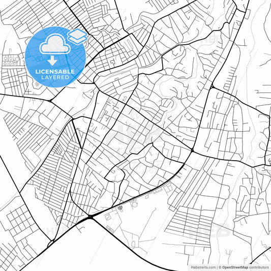 Layered PDF map of Nazran, Republic of Ingushetia, Russia