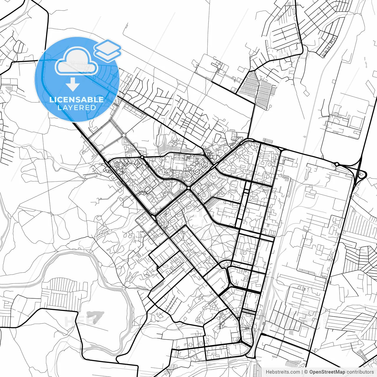Layered PDF map of Obninsk, Kaluga Oblast, Russia