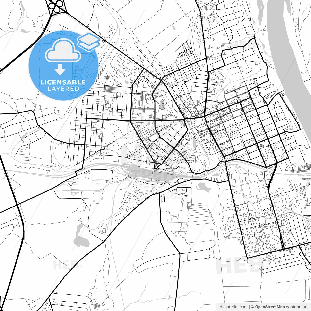 Layered PDF map of Murom, Vladimir Oblast, Russia