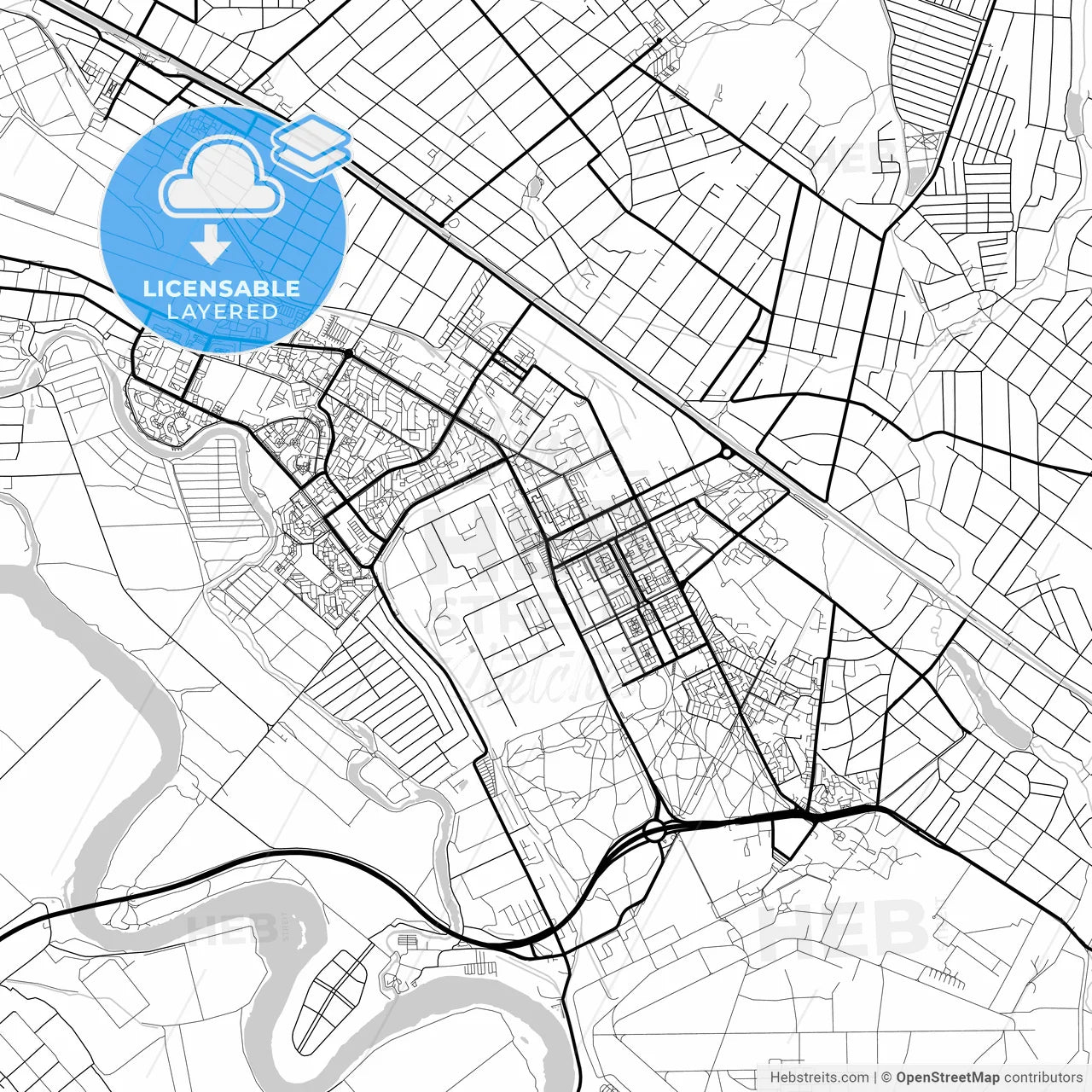 Layered PDF map of Zhukovsky, Moscow Oblast, Russia