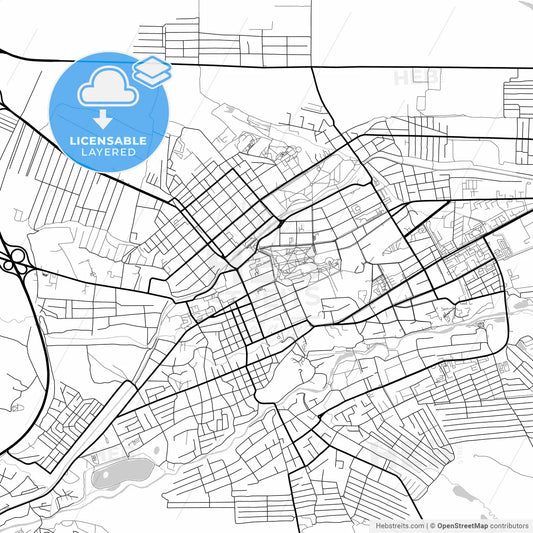Layered PDF map of Yessentuki, Stavropol Krai, Russia