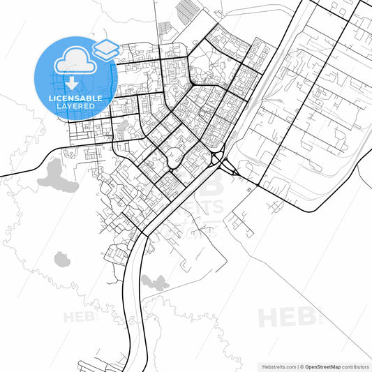Layered PDF map of Noyabrsk, Yamalo-Nenets Autonomous Okrug, Russia