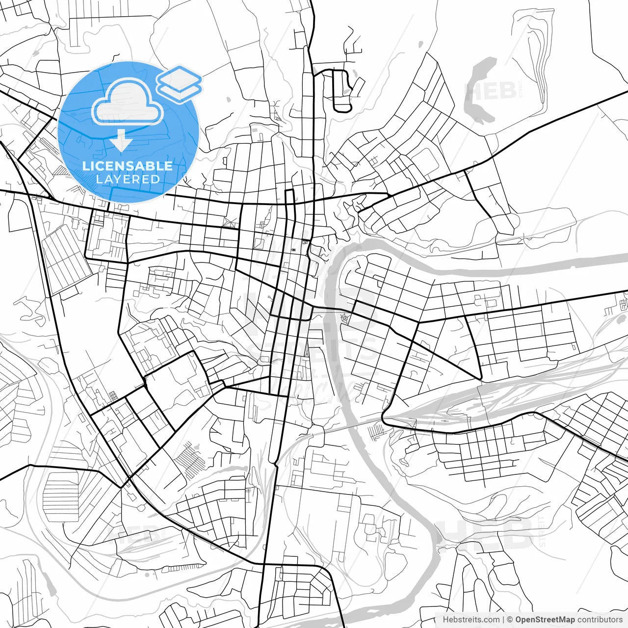 Layered PDF map of Yelets, Lipetsk Oblast, Russia