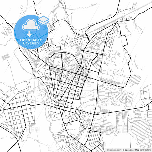 Layered PDF map of Arzamas, Nizhny Novgorod Oblast, Russia