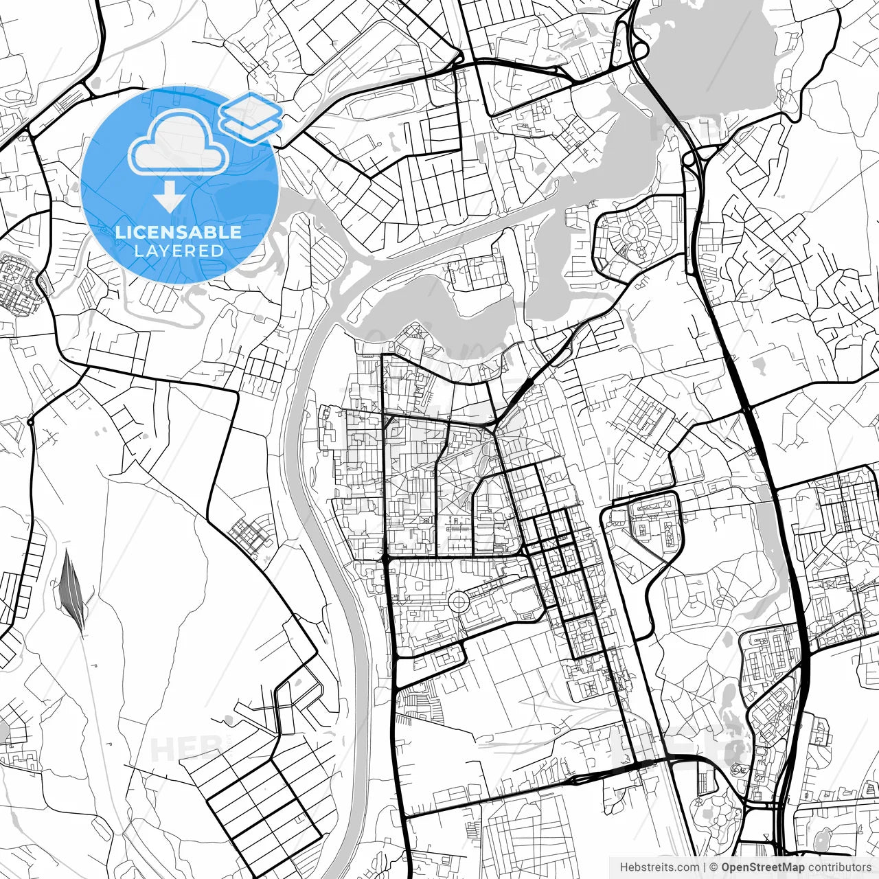 Layered PDF map of Dolgoprudny, Moscow Oblast, Russia