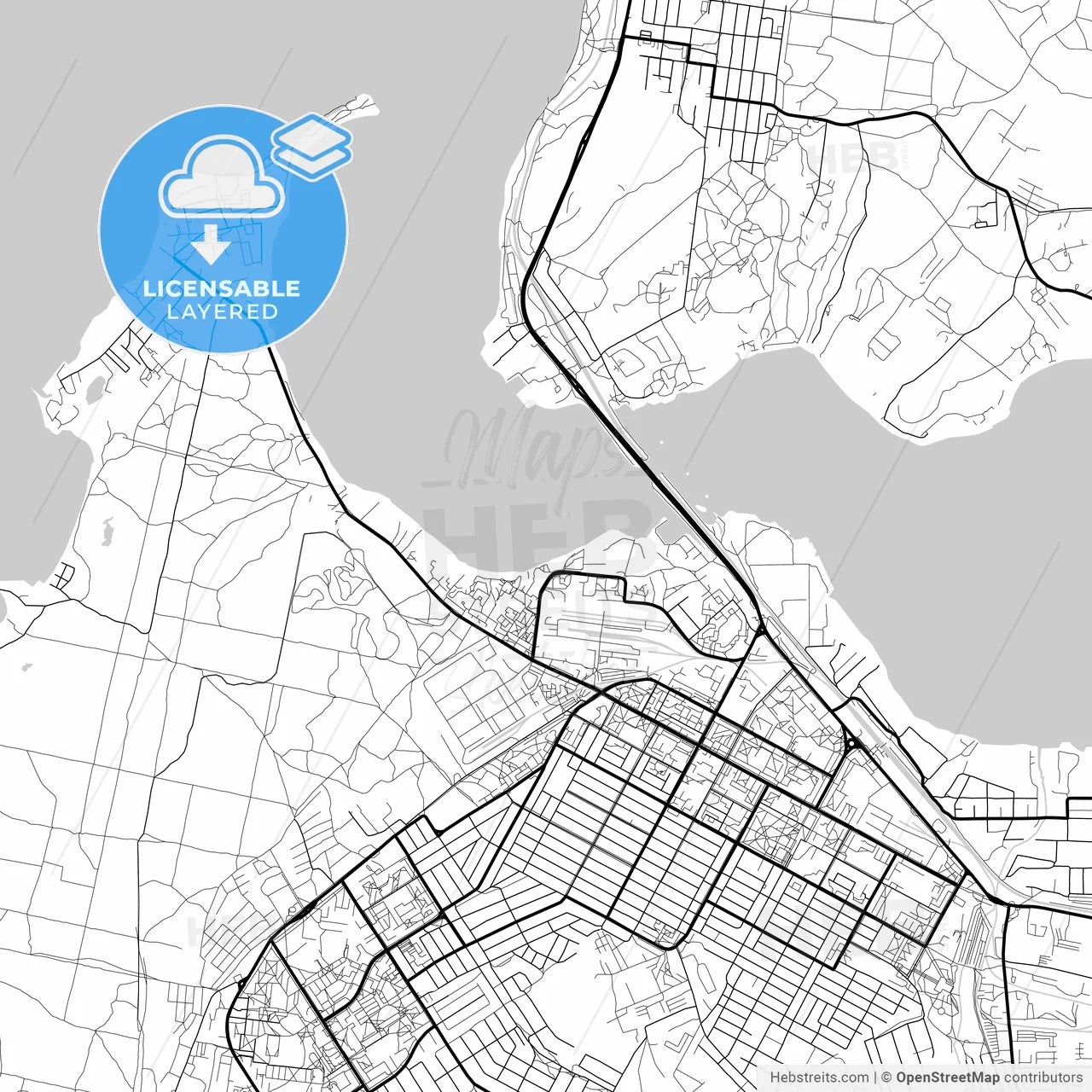 Layered PDF map of Berdsk, Novosibirsk Oblast, Russia