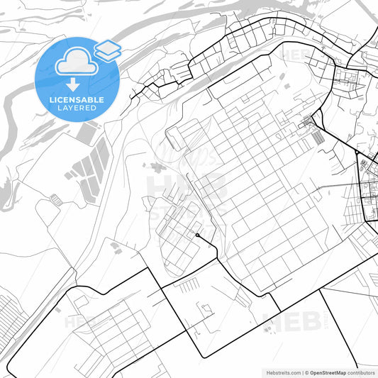 Layered PDF map of Novokuybyshevsk, Samara Oblast, Russia