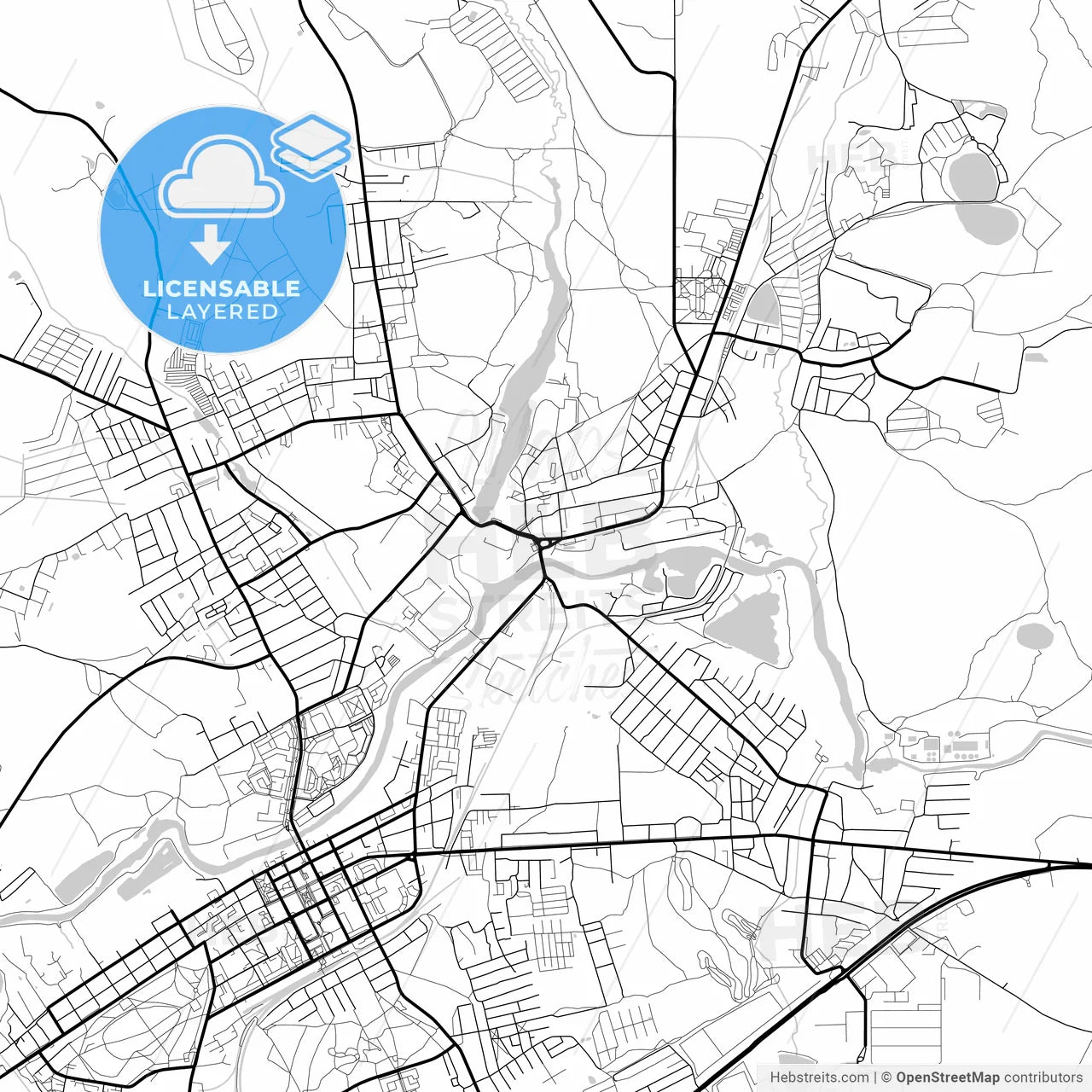 Layered PDF map of Noginsk, Moscow Oblast, Russia