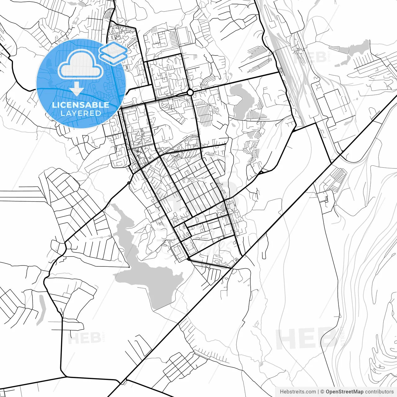 Layered PDF map of Zheleznogorsk, Kursk Oblast, Russia