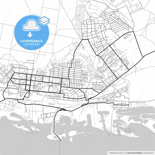 Layered PDF map of Zelenodolsk, Republic of Tatarstan, Russia