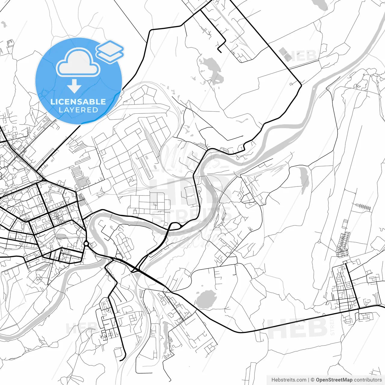 Layered PDF map of Ukhta, Komi Republic, Russia