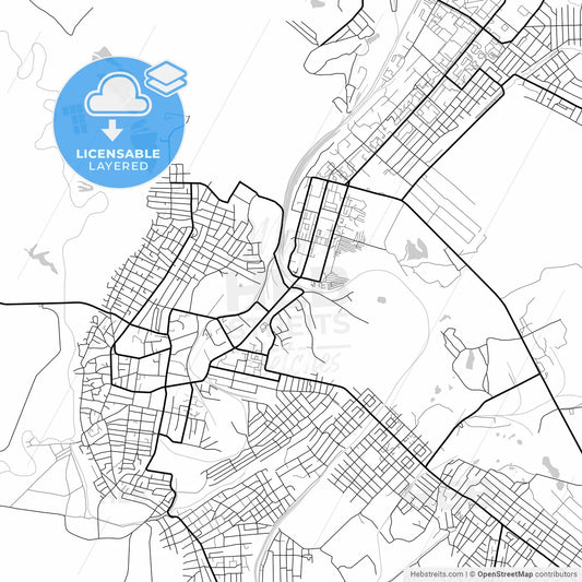 Layered PDF map of Leninsk-Kuznetsky, Kemerovo Oblast, Russia