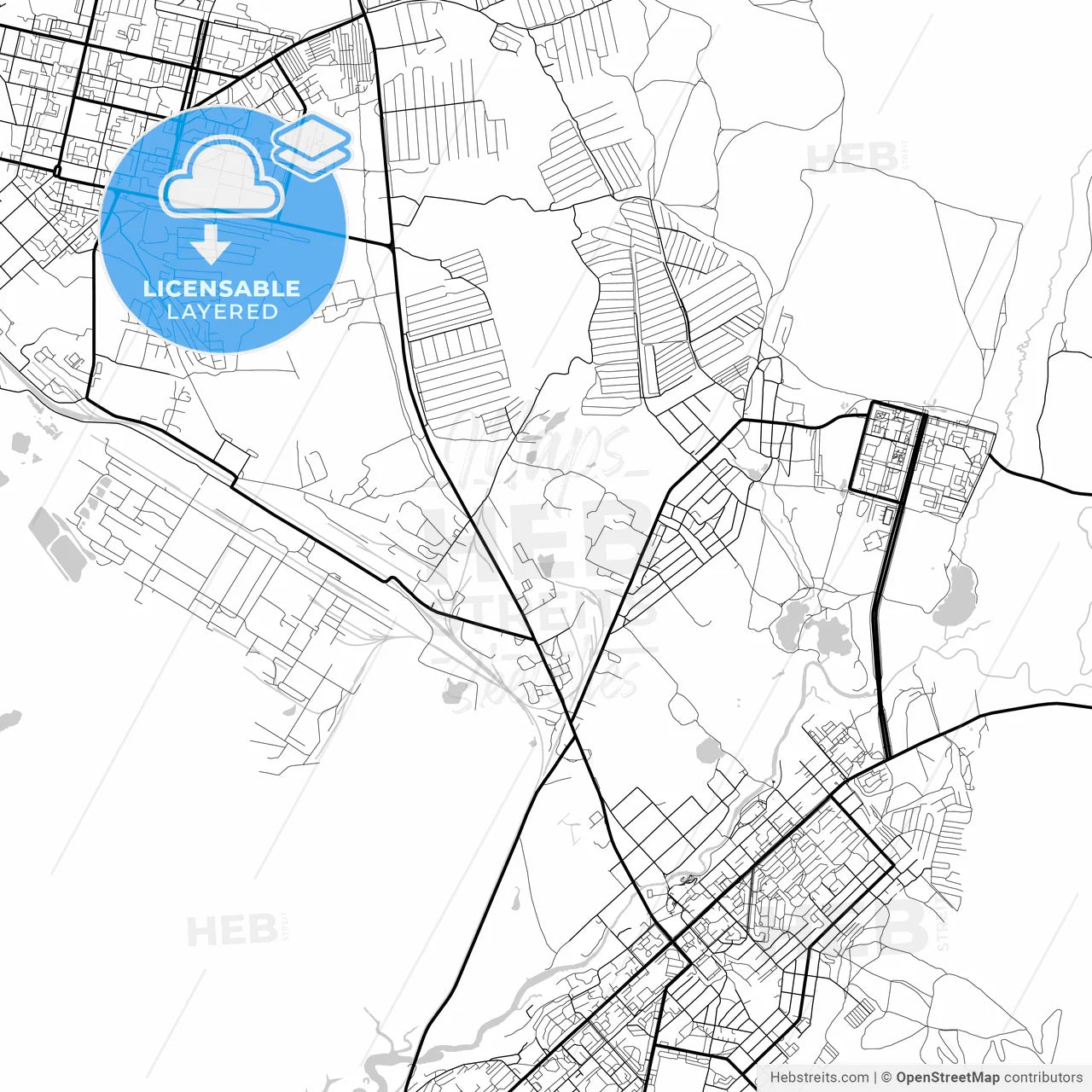 Layered PDF map of Solikamsk, Perm Krai, Russia