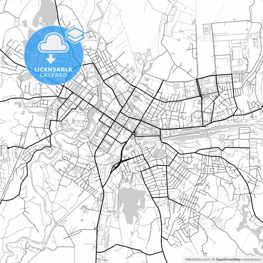 Layered PDF map of Velikiye Luki, Pskov Oblast, Russia