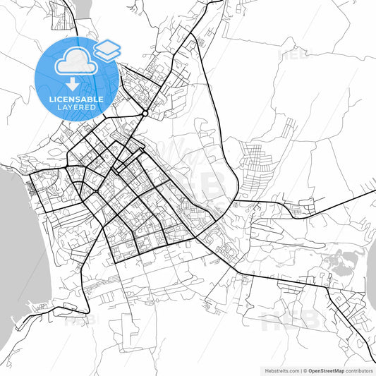 Layered PDF map of Magadan, Magadan Oblast, Russia