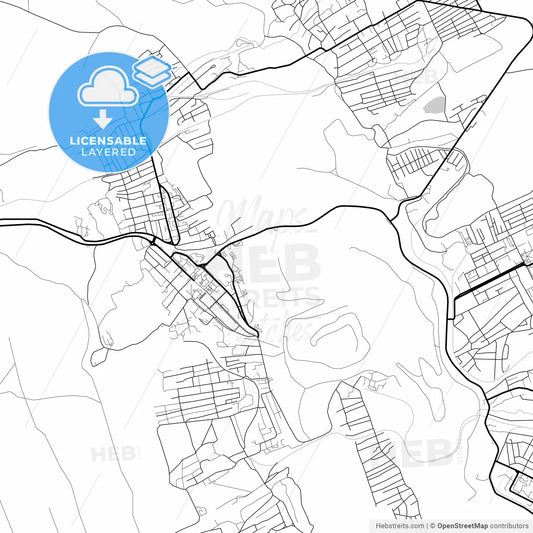 Layered PDF map of Kiselyovsk, Kemerovo Oblast, Russia