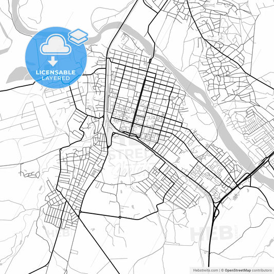Layered PDF map of Kamensk-Shakhtinsky, Rostov Oblast, Russia