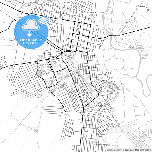 Layered PDF map of Buzuluk, Orenburg Oblast, Russia