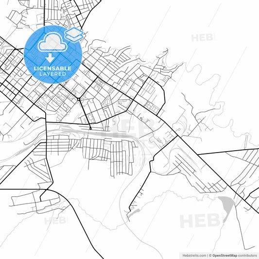 Layered PDF map of Bugulma, Republic of Tatarstan, Russia