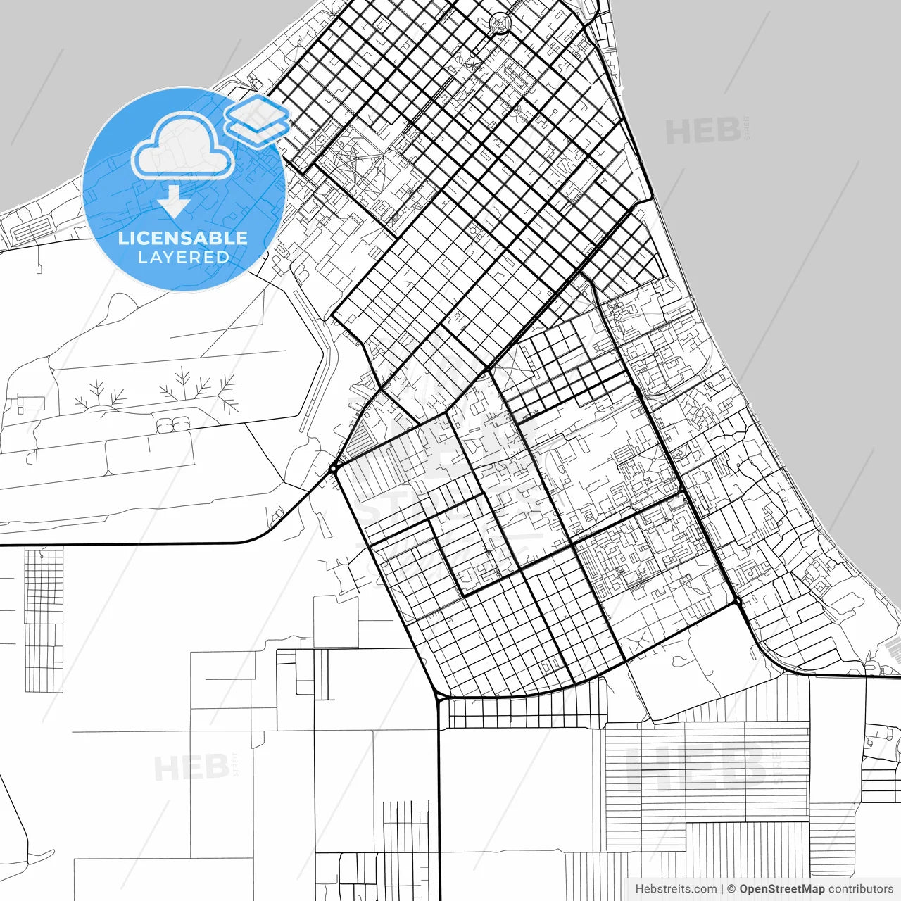 Layered PDF map of Yeysk, Krasnodar Krai, Russia