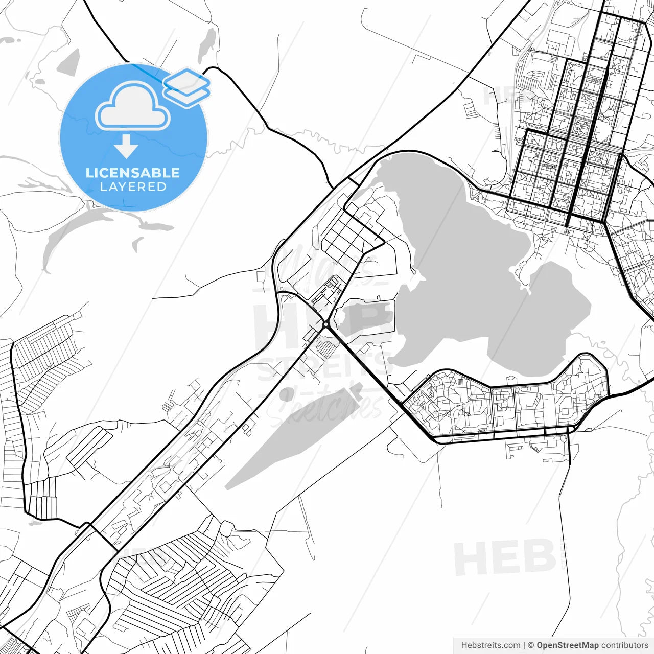 Layered PDF map of Zheleznogorsk, Krasnoyarsk Krai, Russia