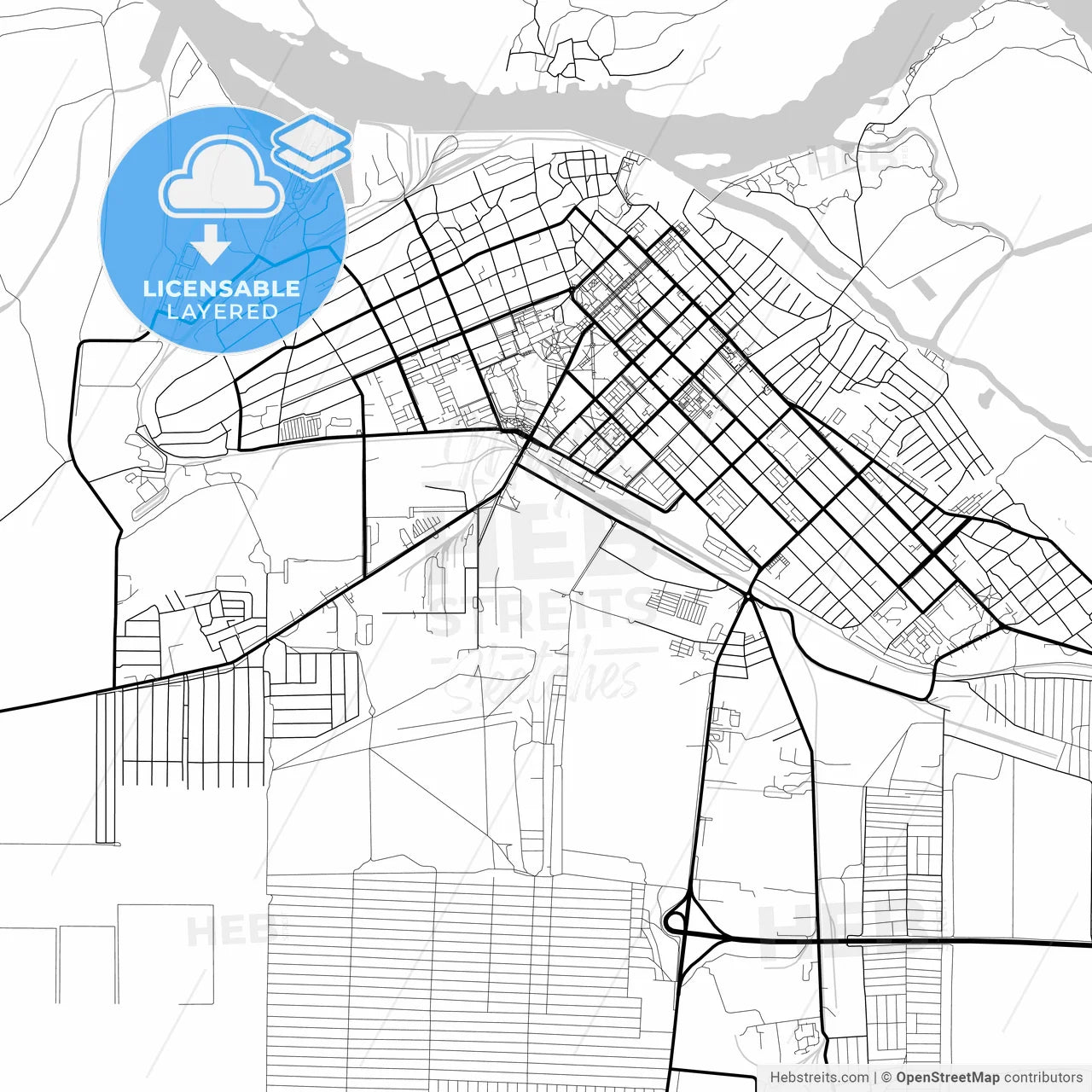 Layered PDF map of Azov, Rostov Oblast, Russia