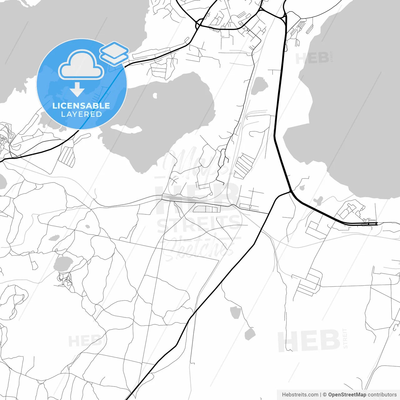 Layered PDF map of Ozyorsk, Chelyabinsk Oblast, Russia