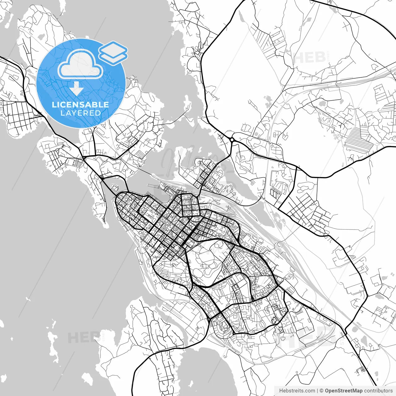 Layered PDF map of Vyborg, Leningrad Oblast, Russia